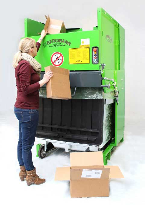  Bergmann Abfall-Pack-Station APS 1100-E - Kontinuierlich beschickbarer Abfallverdichter für 1100 ltr Standard-Rollbehälter